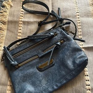 Stone Mountain Accessories Blue Embossed Crossbody Bag